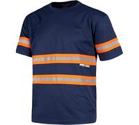 Work Team Camiseta Manga Corta, Cuello Redondo, Cintas Reflectantes combinadas. Hombre Marino+Naranja A.V. 3XL