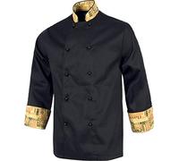 Work Team Casaca Cocinero con Botones de Seguridad, puños Combinados Estampado Letras. Hombre Negro M