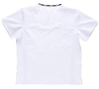 Work Team Casaca Sanitaria Manga Corta, Tejido Elástico, Cuello a Pico Camisa Médico, Enfermera, Dentista, Estética, Veterinaria. Unisex Blanco S