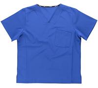 Work Team Casaca Sanitaria Manga Corta, Tejido Elástico, Cuello a Pico Camisa Médico, Enfermera, Dentista, Estética, Veterinaria. Unisex Azulina L