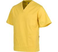 Work Team Casaca Sanitario Cuello de Pico Manga Corta, un Bolso de Pecho, Dos Bolsos Bajos Hombre Amarillo L