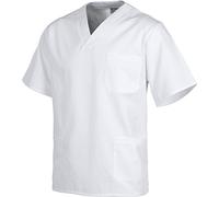 Work Team Casaca Sanitario Cuello de Pico Manga Corta, un Bolso de Pecho, Dos Bolsos Bajos Hombre Blanco XL