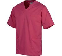 Work Team Casaca Sanitario Cuello de Pico Manga Corta, un Bolso de Pecho, Dos Bolsos Bajos Hombre Rosa Fucsia S