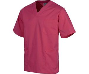 Work Team Casaca Sanitario Cuello de Pico Manga Corta, un Bolso de Pecho, Dos Bolsos Bajos Hombre Rosa Fucsia S