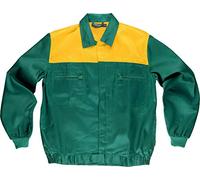 Work Team Cazadora. Canesú Combinado, Cremalleras de Nylon y Dos Bolsos de Pecho. Hombre Verde+Amarillo 58