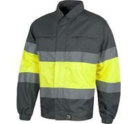 Work Team Cazadora con 2 Cintas de Alta Visibilidad y Reflectante. EN471. Hombre Gris+Amarillo A.V. M
