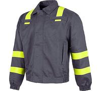 Work Team Cazadora ignífuga y antiestática, con Cintas. EN11611, EN11612, EN1149. Hombre Gris+Amarillo A.V. S
