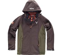 Work Team Cazadora workshell con 2 bolsillos laterales y un bolsillo en pecho, combinada, con capucha. HOMBRE Marron/Verde Caza M