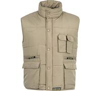 Work Team Chaleco Acolchado y Multibolsillos, con Cortavientos en Mangas. Hombre Beige XXL