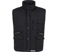 Work Team Chaleco Acolchado y Multibolsillos, con Cortavientos en Mangas. Hombre Negro M