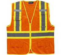 Work Team Chaleco Alta Visibilidad, Multibolsillos, Cintas Reflectantes bicolores Verticales y horizontales. Hombre Naranja XL