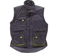 Work Team Chaleco Linea 6 Acolchado Multibolsillos con Detalles Combinados. Hombre Gris+Amarillo A.V. S