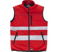 Work Team Chaleco Workshell con Tejido Ripstop de Alta Visibilidad con canesús y Cintas Reflectantes. Cuello Alto y Cierre de Cremallera de Nylon. Un Hombre Rojo L