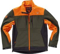 Work Team Chaqueta Caza y Pesca workshell combinada Tricolor. Cuello Alto y cubrecosturas Interior. Canesús Combinados. Cierre de Cremallera de Nylon. Hombre Verde Caza+Naranja A.V.+Negro XXL