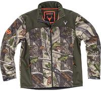 Work Team Chaqueta Caza y Pesca workshell Estampada con Motivos Vegetales, con canesús y costadillos a Contraste. Cuello Alto y cubrecosturas Interior Hombre Camuflaje Bosque Verde+Verde Caza XL