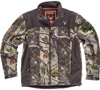 Work Team Chaqueta Caza y Pesca workshell Estampada con Motivos Vegetales, con canesús y costadillos a Contraste. Cuello Alto y cubrecosturas Interior Hombre Camuflaje Bosque Verde+Marrón XL