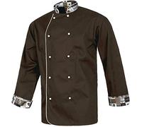 Work Team Chaqueta Cocinero con Botones de Seguridad, puños Combinado Estampado café. Hombre Marrã³n XXL