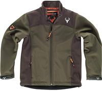 Work Team Chaqueta Infantil Workshell con canesús y costadillos a Contraste. Cuello Alto y cubrecosturas Interior. Cierre de Cremallera de Nylon. Sola Hombre Verde Caza/Marron 8