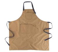 Work Team Delantal Peto en Tejido Canvas 90x95. Bolso en Pecho, Central y Bolsillo relojero Interior. Cinta de Tejido Vaquero Regulable. 100% Algodón. Hombre Beige U