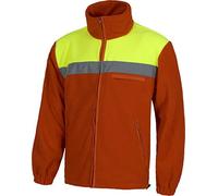 Work Team Forro Polar Bicolor Alta Visibilidad con Cremallera y Cintas Reflectantes. Unisex Rojo Amarillo A.V. XXL