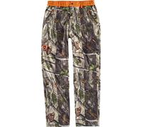 Work Team Pantalón Caza y Pesca workshell Estampado con Motivos Vegetales, con Cinturilla a Contraste. Dos Bolsos de Abertura Inclinada en los costado Hombre Camuflaje Bosque Verde+Naranja A.V. L