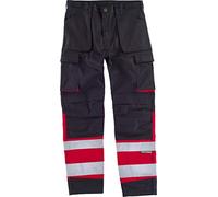Work Team Pantalón Combinado de Triple Costura y con Cintas Reflectantes. Dos Bolsos de Fuelle con Abertura Inclinada en los costados, un Bolsillo Rel Hombre Negro+Rojo 56
