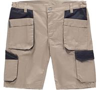 Work Team Pantalón Corto de Trabajo, Tejido Elástico, Multibolsillos, Bermuda. Unisex Beige+Negro M