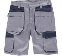 Work Team Pantalón Corto de Trabajo, Tejido Elástico, Multibolsillos, Bermuda. Unisex Gris+Marino M