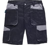 Work Team Pantalón Corto de Trabajo, Tejido Elástico, Multibolsillos, Bermuda. Unisex Negro+Gris S