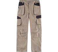 Work Team Pantalón de Trabajo, Tejido Elástico, botón y Cremallera metálicos. Unisex Beige+Negro L