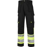 Work Team Pantalón Multibolsillos Combinado Alta Visibilidad. Cintas Reflectantes Diferentes tamaños. Hombre Negro+Amarillo A.V. 56