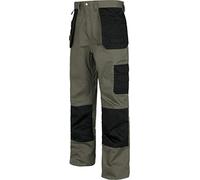 Work Team Pantalón sin elástico, Rodilleras y Bolsillos a Contraste, Bolsos de Herramientas. Hombre Verde Kaki+Negro 40