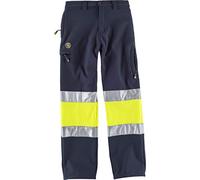 Work Team Pantalón Workshell Combinado Alta Visibilidad y Cintas Reflectantes Hombre Marino+Amarillo A.V. XXL