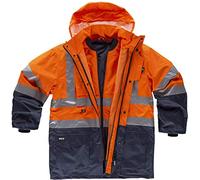 Work Team Parka 5 en 1 Alta Visibilidad: Chaleco Desmontable e Impermeable. EN471. Unisex Marino+Naranja A.V. L