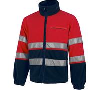 Work Team Polar Rojo Alta Visibilidad Combinado, Cierre de Cremallera, Dos Cintas Reflectantes en Torso y Mangas. Unisex Marino+Rojo Alta Visibilidad S