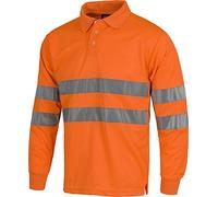 Work Team Polo Manga Larga Alta Visibilidad con Dos Cintas Reflectantes. EN ISO 20471:2013 Hombre Naranja A.V. Medium