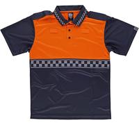 Work Team Polo Policía Manga Corta Combinado, con Cinta Reflectante termosellada y charreteras en Hombros. Unisex Marino+Naranja A.V. S