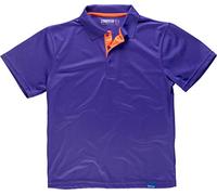 Work Team Polo Técnico de Manga Corta, Combinado con Colores Flúor. Hombre Morado Small