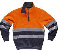 Work Team Sudadera combinada con Cintas Reflectantes. Cuello Alto con Cierre de Media Cremallera de Nylon y Costuras reforzadas. Parte Superior de alt Hombre Naranja A.V.+Marino 3XL
