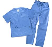 Work Team Uniforme Sanitario, con elástico y cordón en la Cintura, Casaca y Pantalon Unisex Celeste M