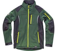 Work Team Workshell combinado con detalles reflectantes, un bolsillo en pecho, manga y dos laterales. HOMBRE Verde Oscuro+Negro XXL