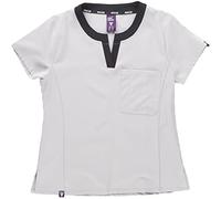 Work Team Workteam Casaca Sanitaria Manga Corta, Tejido Elástico, Cuello Redondo con Abertura en V Camisa Médico, Enfermera, Dentista, Estética, Veterinaria. Unisex Gris Claro+Negro XXL