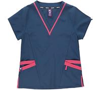 Work Team Workteam Casaca Sanitaria Mujer Manga Corta, Tejido Elástico Cuello a Pico Combinado. Camisa Médico, Enfermera, Dentista, Estética, Veterinaria. Mujer Azafat Rosa Fucsia S