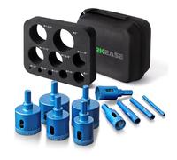 WORKEASE Juego de 10 brocas de núcleo de soldadura dentada con molde EVA para sierra perforadora, guía de sierra, azulejos huecos, vidrio, cerámica, madera, mármol, granito