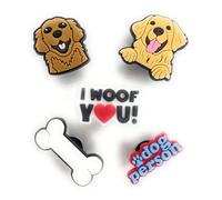 WorkedLikeACharm 4 piezas Golden Retriever Hueso Person Person Poop Emoji Zapatos Charms para Zuecos Zapatos Decoración Regalo, PVC impermeable, No es una piedra preciosa