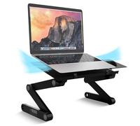 WorkEZ Best Soporte de refrigeración ajustable para ordenador portátil y escritorio de regazo para cama y sofá con alfombrilla para ratón. Bandeja ergonómica de aluminio con ángulo de inclinación de altura ergonómica, bandeja de escritorio portátil MacBook, Pro, soporte plegable