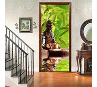 workid 3D Door Mural Nature Art Sticker, Peel and Stick, Papel Autoadhesivo y calcomanía de Vinilo extraíble, Estatua de Buda 90 x 200 cm