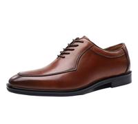 Working Formal Oxford Shoes for Men French Leather Lace-up Cap Toe Slip Resistant Wedding Prom Shoes(Brown,42 EU)