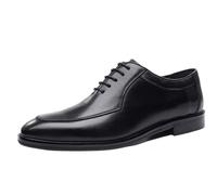 Working Formal Oxford Shoes for Men French Leather Lace-up Cap Toe Slip Resistant Wedding Prom Shoes(Noir,39 EU)