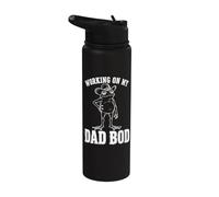 Working On My Dad Bod Funny Frog Cowboy Dad Humor Stainless Steel Insulated Water Bottle